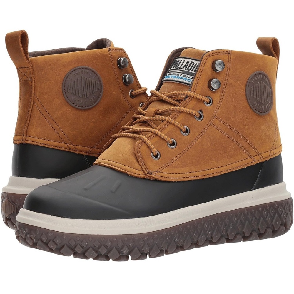 PALLADIUM Men’s Duck Boot Tan/Black, 11, Durable Waterproof Outdoor Hiking